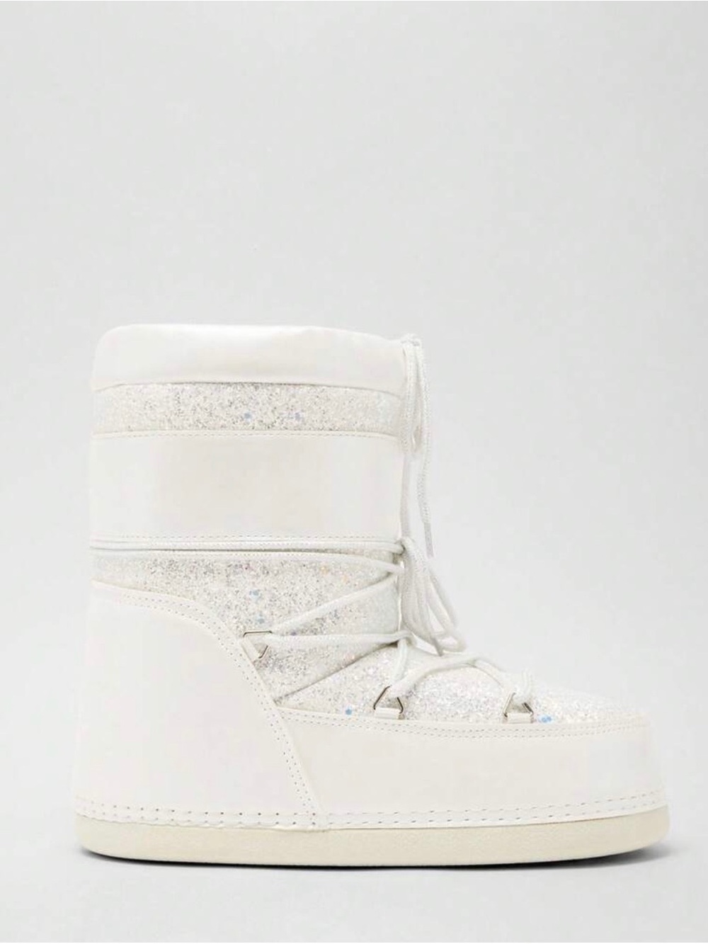 SHEIN White Glitter Lace-Up Winter Snow Boot